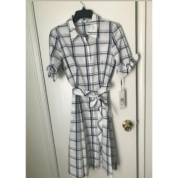 calvin klein gingham midi dress